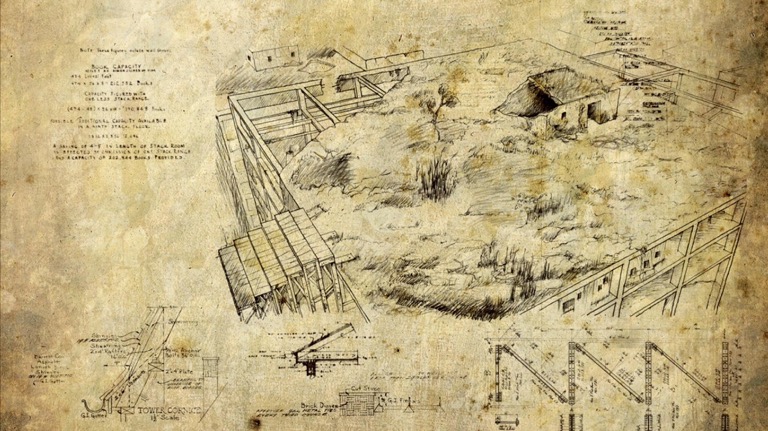 A sketch depicting a park design based on MOON Kyungwon’s hypothetical post-catastrophe society of 2070.